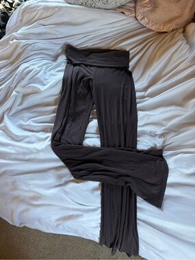 SKIMS Black Wide-Leg Ribbed Lounge Pants